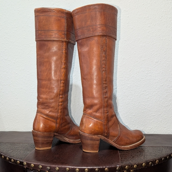 Frye Black Label Vintage Knee High Stitching Brown Western Riding Boot size 6 - Picture 8 of 16